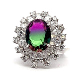 Silver Circular Stone Ring.