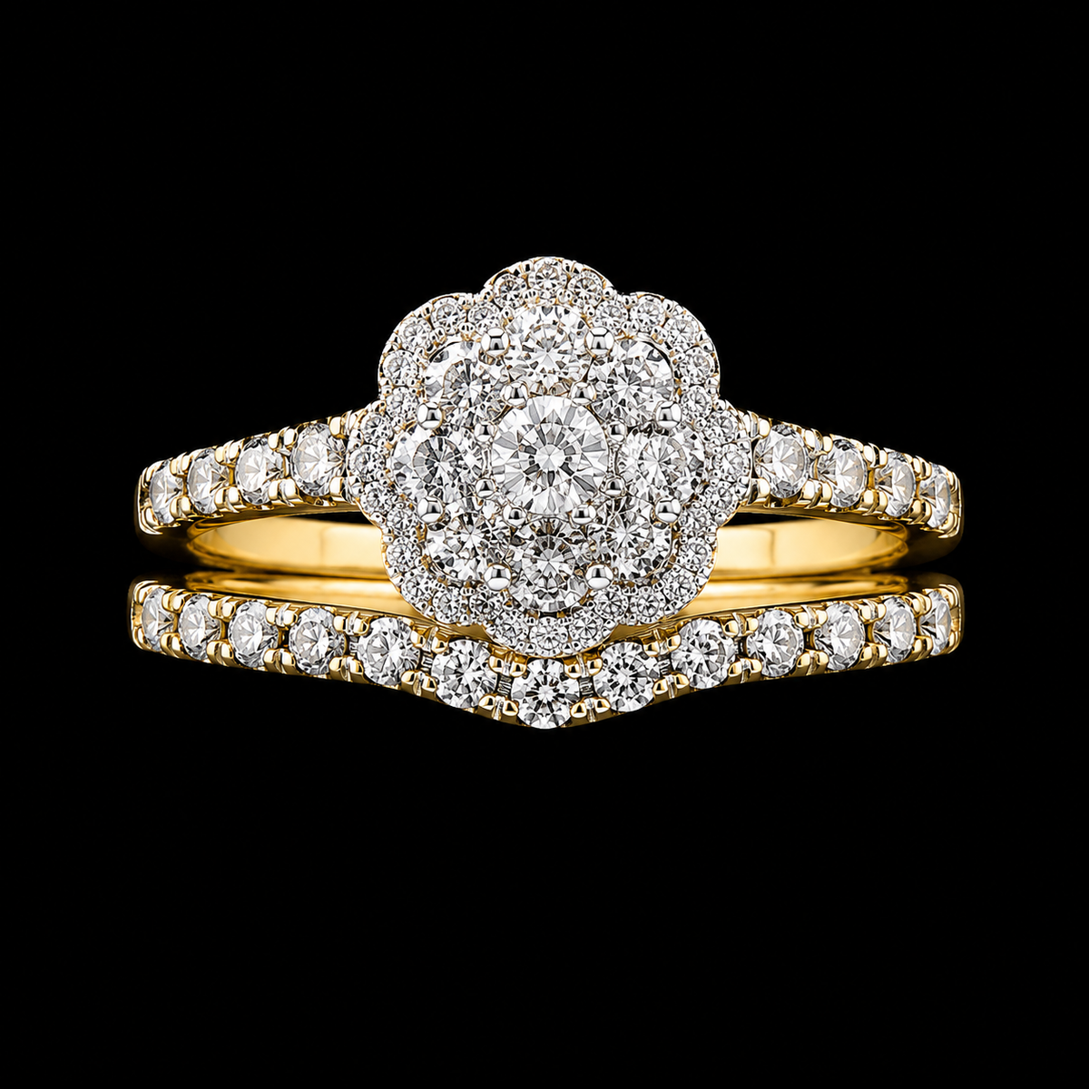 10K Yellow Gold 1/2 CT Diamond Bridal Set