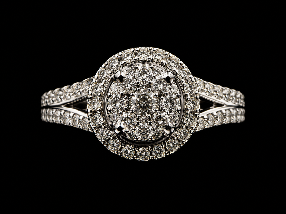 Diamond Halo Cluster Ring