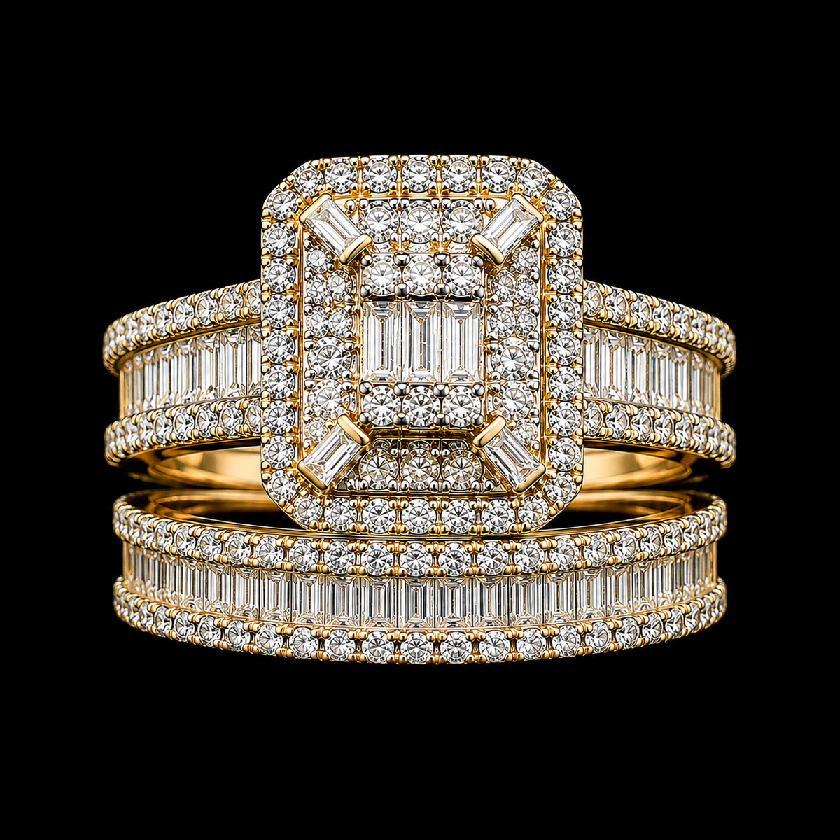 10K Yellow Gold Diamond Bridal Set – 1 3/4 CT