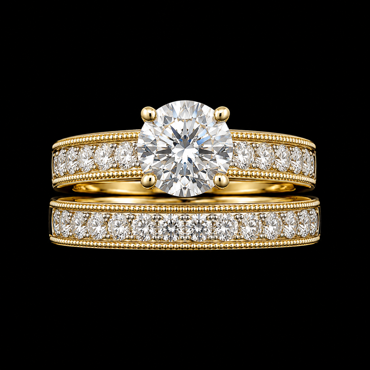 14K Yellow Gold Diamond Bridal Set