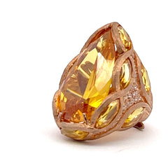 Silver Yellow Stone Ring.