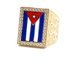 10 kt Cuban Flag Ring.