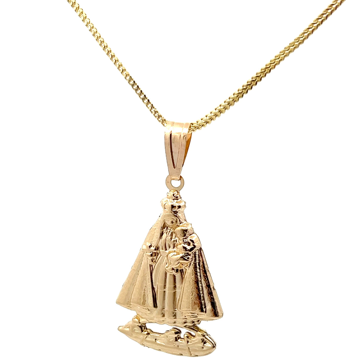 10 kt Gold Chain with Virgin Mary Pendant.