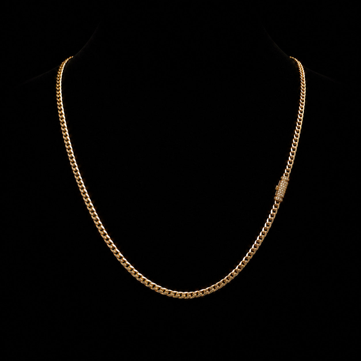 10K Yellow Gold Cuban Link Chain with Natural Diamond Clasp