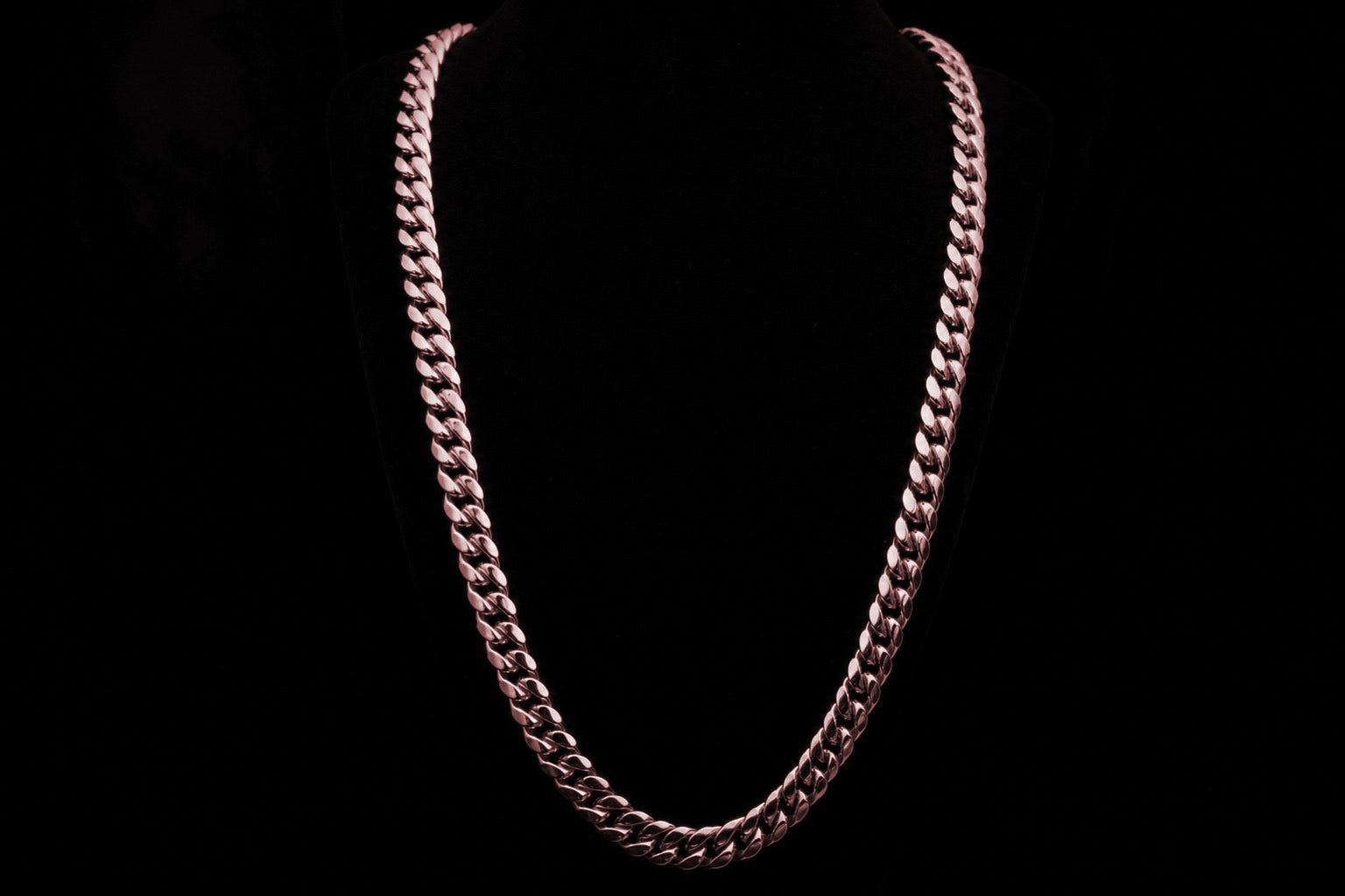 Rose Gold Cuban Link Chain — Long length, medium width