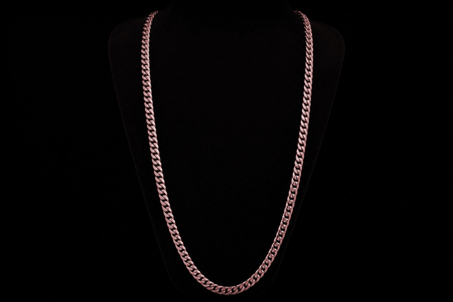 Rose Gold Cuban Link Chain — Long length, narrow width