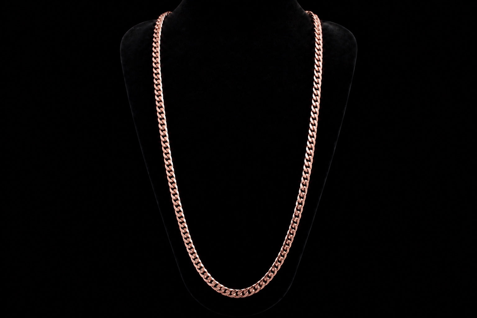 Rose Gold Cuban Link Chain — Medium length, narrow width