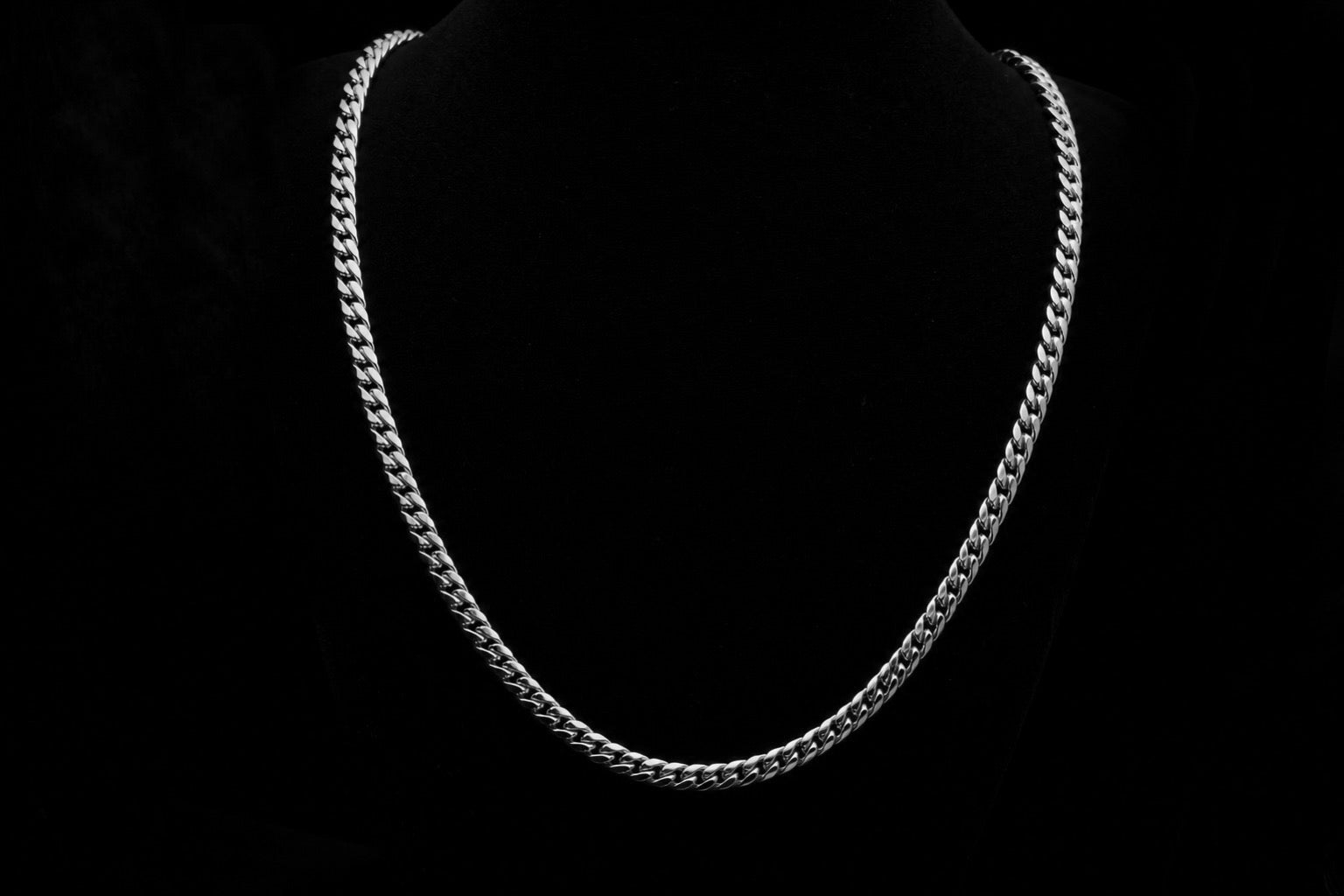 White Gold Cuban Link Chain — Short length, narrow width