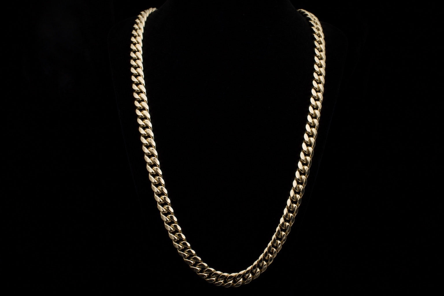 Yellow Gold Cuban Link Chain — Long length, medium width