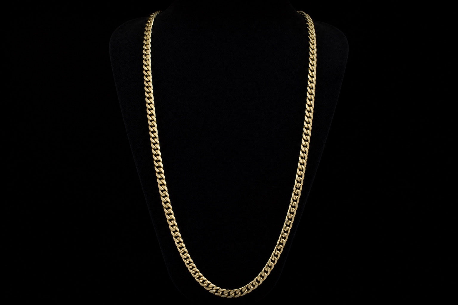 Yellow Gold Cuban Link Chain — Long length, narrow width