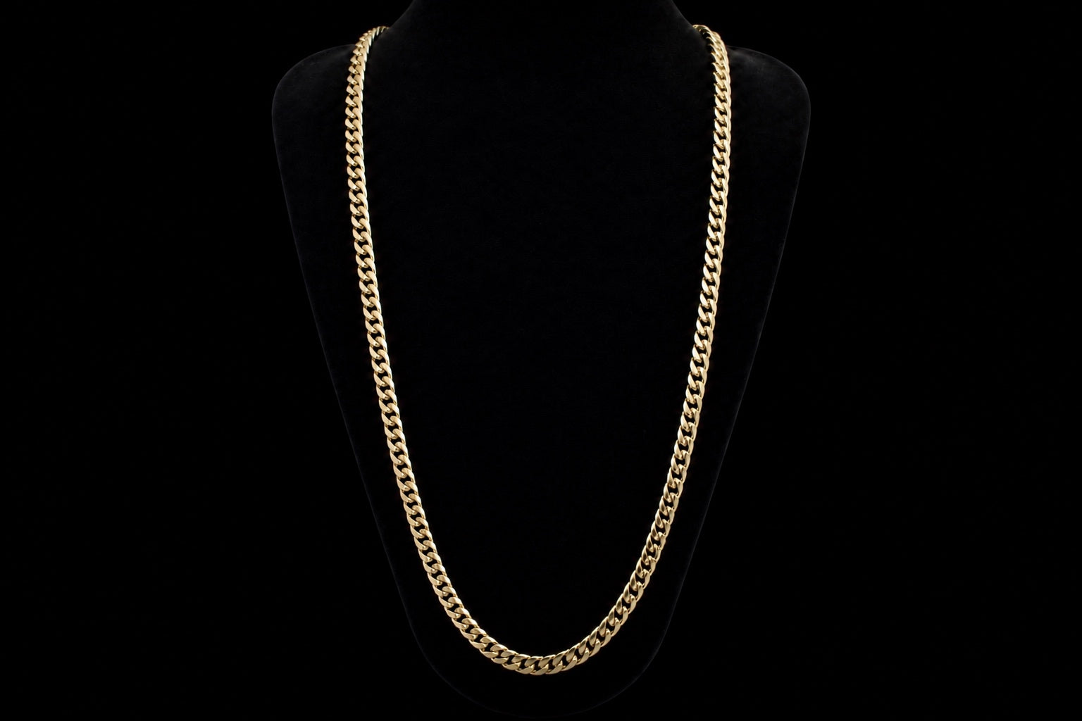 Yellow Gold Cuban Link Chain — Medium length, narrow width