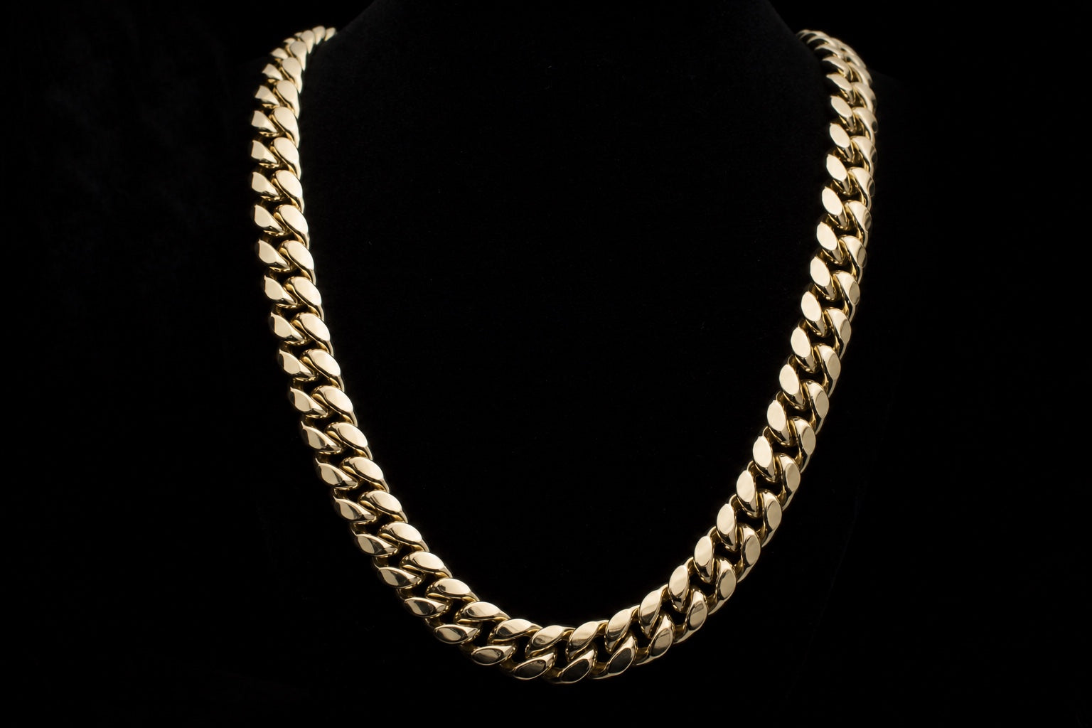 Yellow Gold Cuban Link Chain — Medium length, wide width