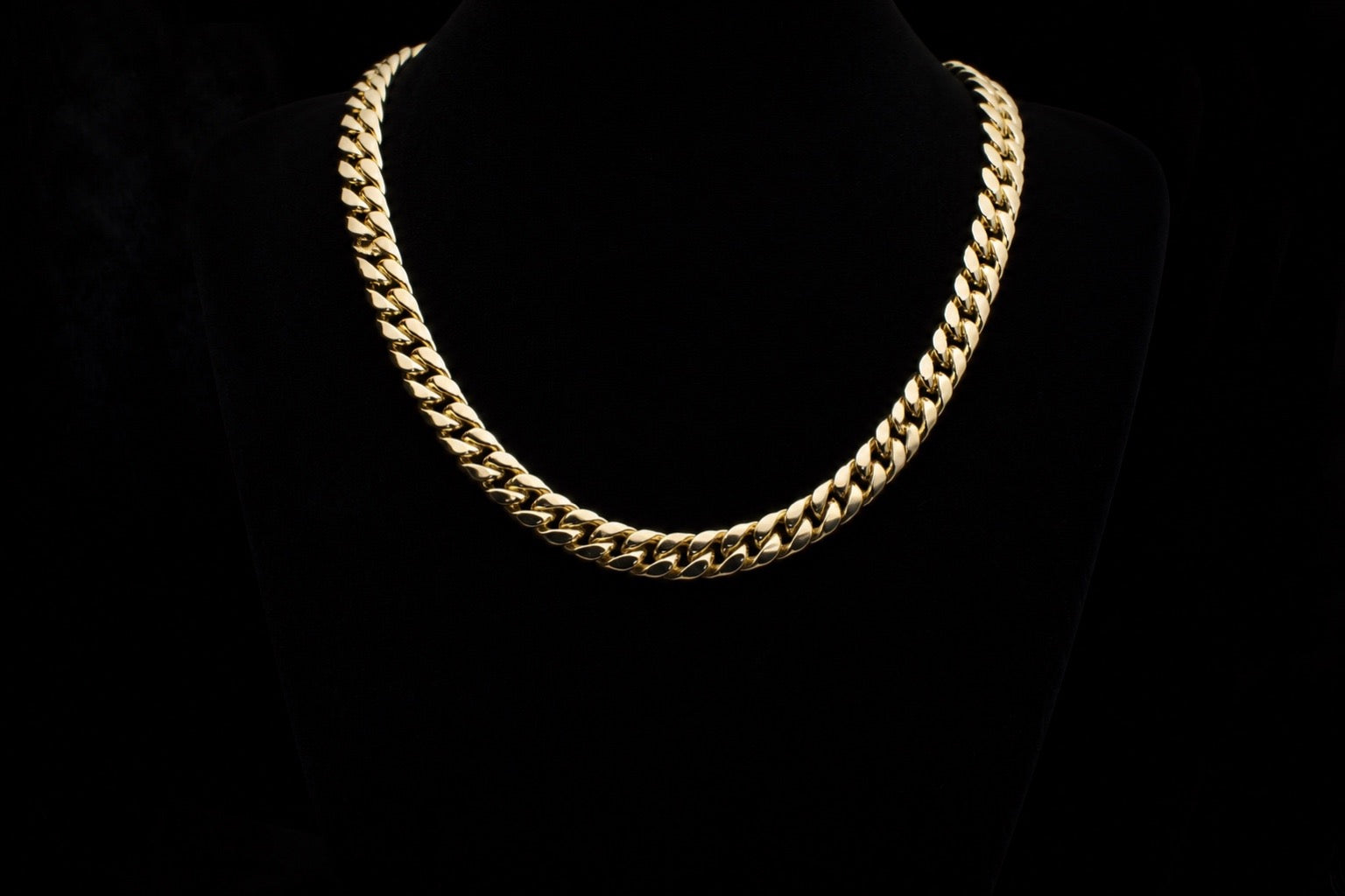 Yellow Gold Cuban Link Chain — Short length, medium width