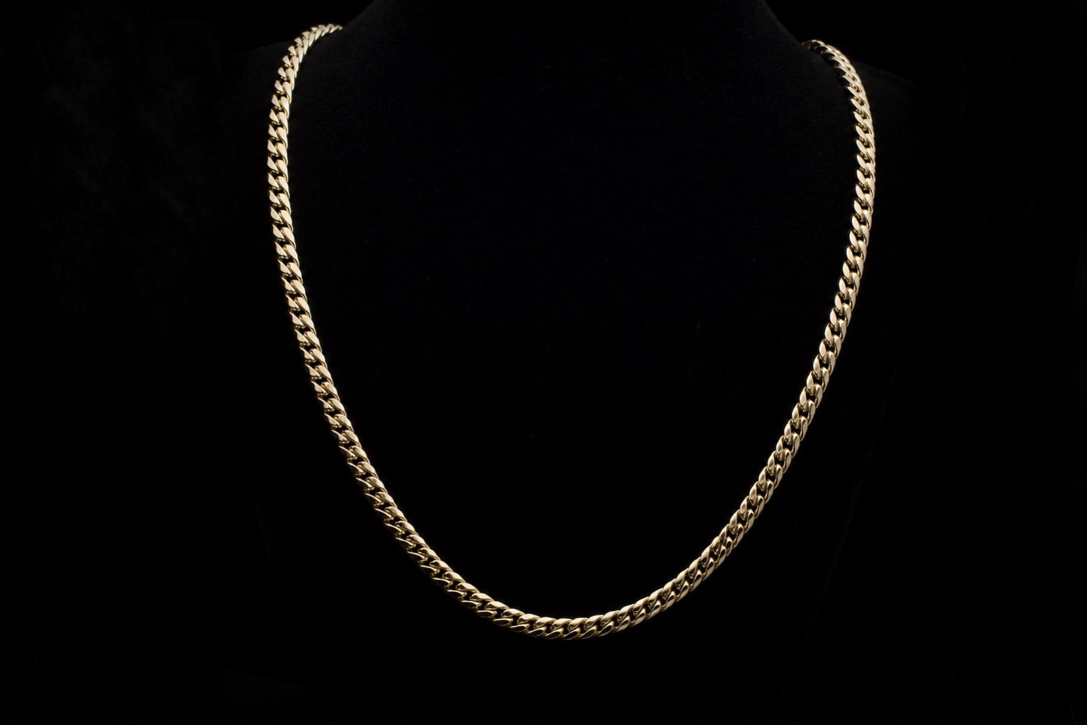 Yellow Gold Cuban Link Chain — Short length, narrow width