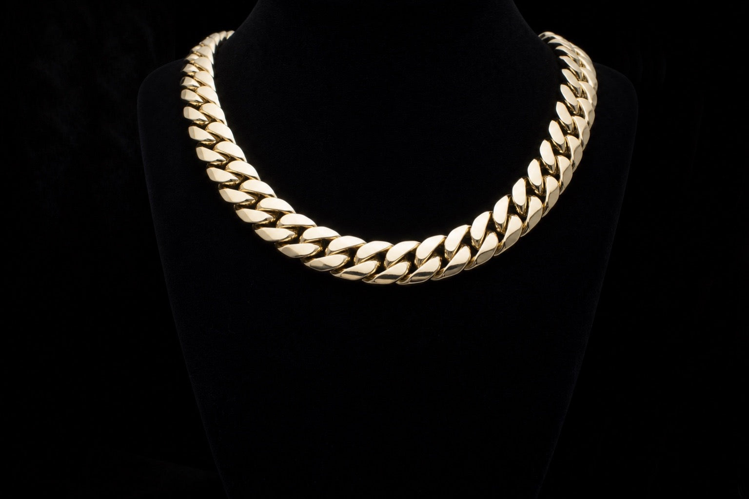 Yellow Gold Cuban Link Chain — Short length, wide width